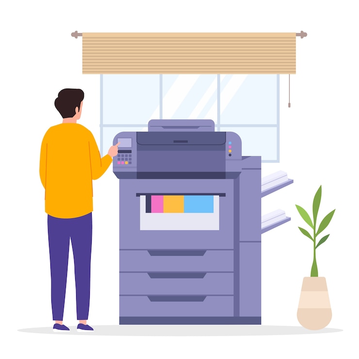 Vector Gratis ilustrasi printer kantor desain datar