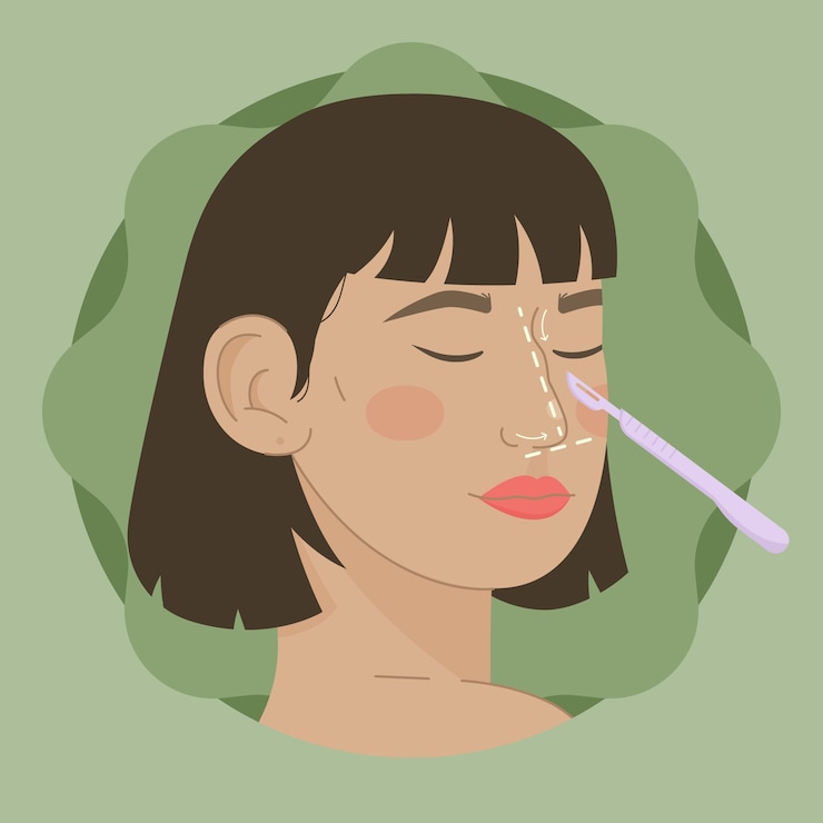 Vector Gratis ilustrasi rhinoplasty desain datar yang digambar tangan