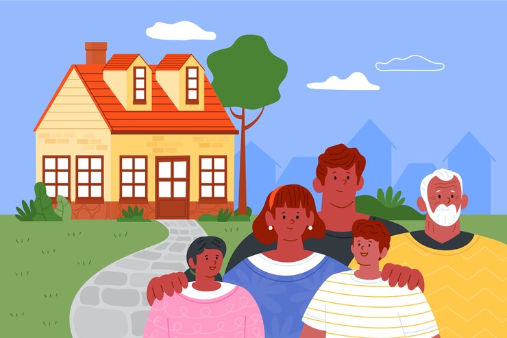 Vector Gratis ilustrasi rumah multigenerasi datar