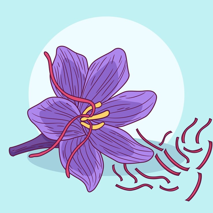 Vector Gratis ilustrasi safron desain datar digambar tangan