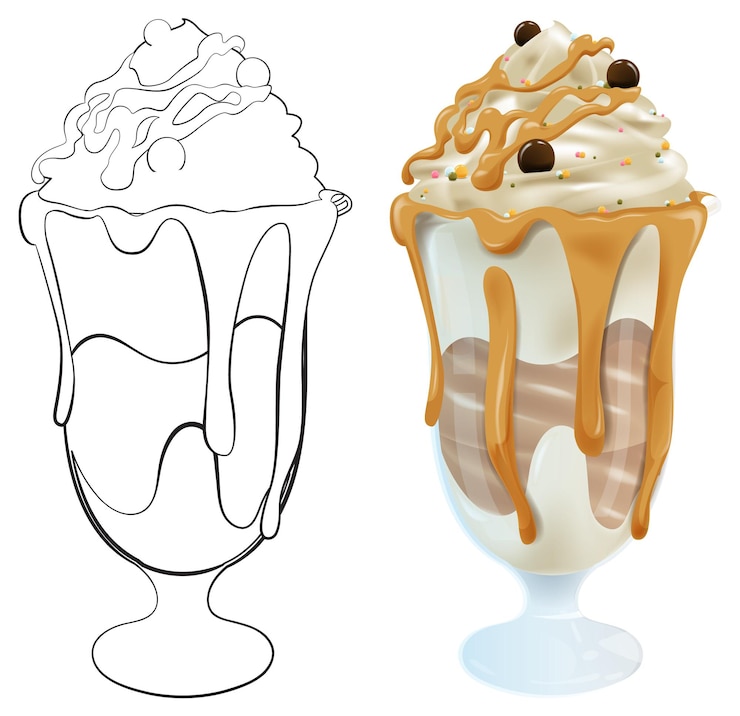 Vector Gratis ilustrasi sajian sundae lezat