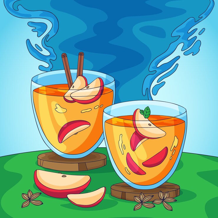 Vector Gratis ilustrasi sari buah apel digambar tangan