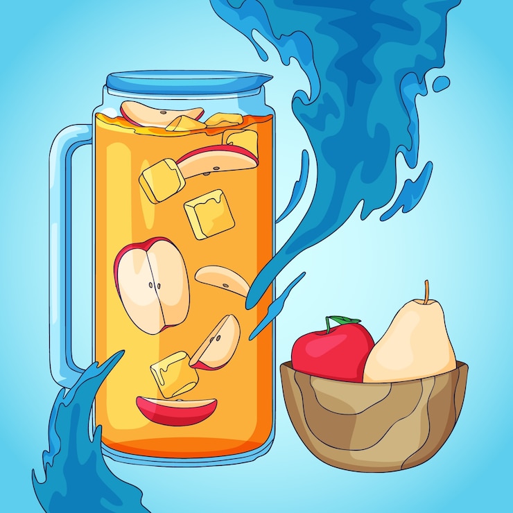 Vector Gratis ilustrasi sari buah apel digambar tangan