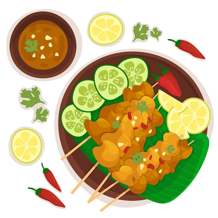 Vector Gratis ilustrasi sate digambar tangan