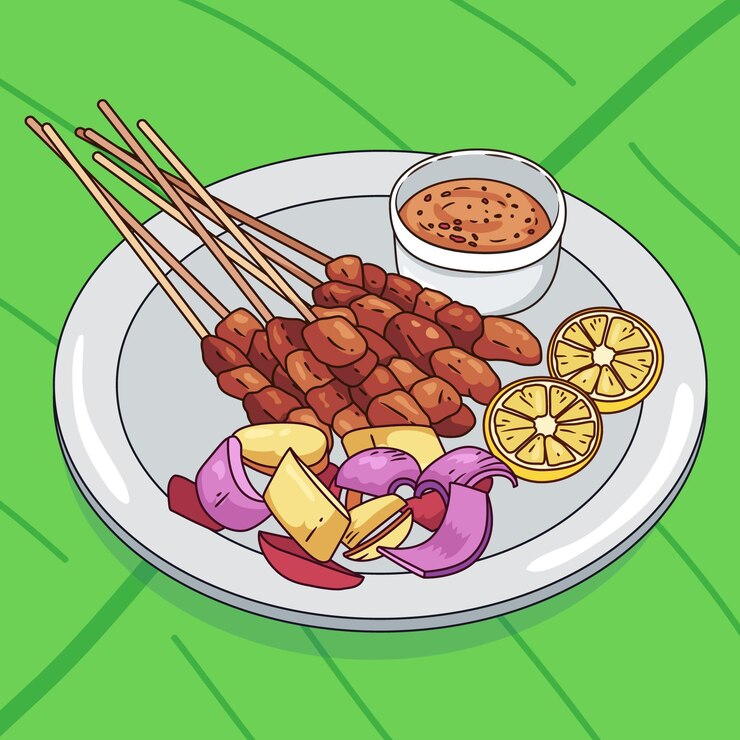 Vector Gratis ilustrasi sate digambar tangan