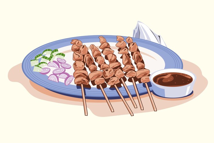 Vector Gratis ilustrasi sate digambar tangan