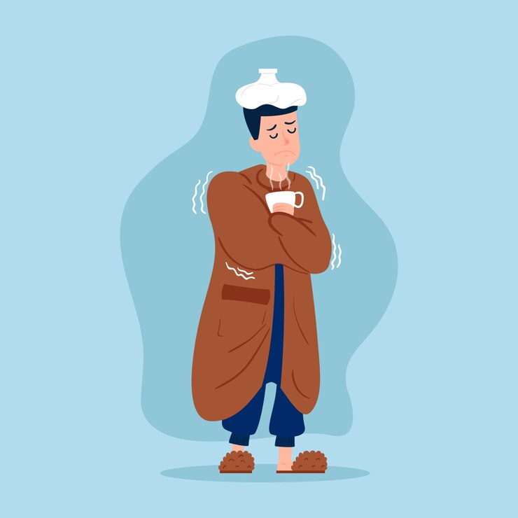 Vector Gratis ilustrasi seseorang yang sedang flu