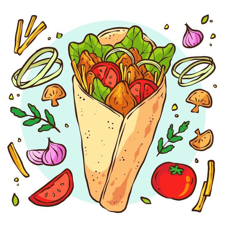 Vector Gratis ilustrasi shawarma digambar tangan