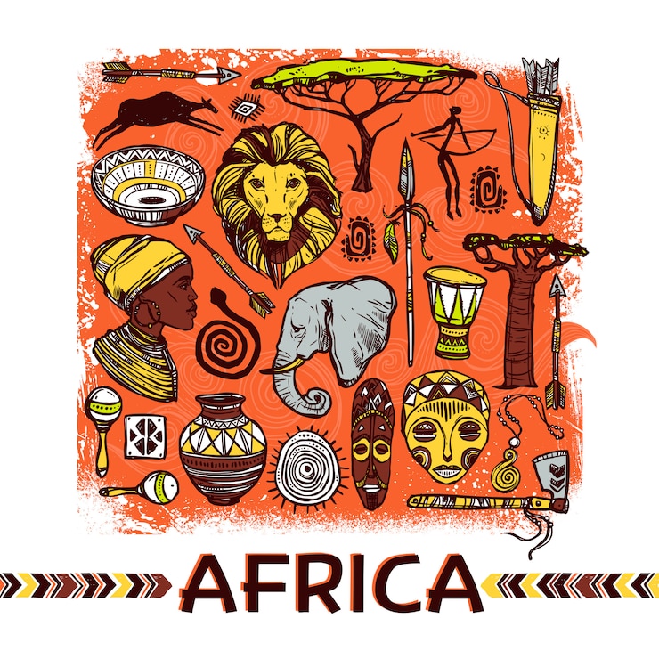 Vector Gratis ilustrasi sketsa afrika