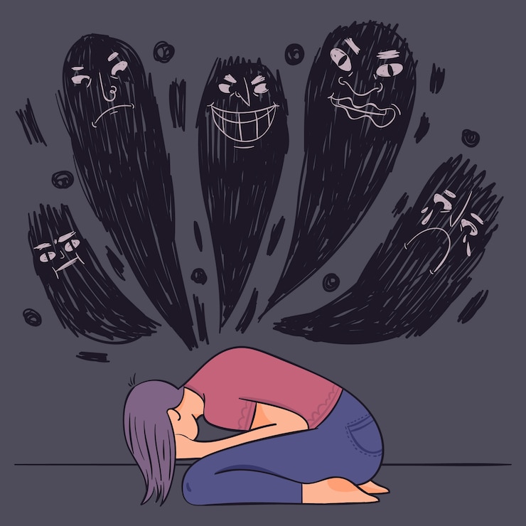 Vector Gratis ilustrasi skizofrenia digambar tangan