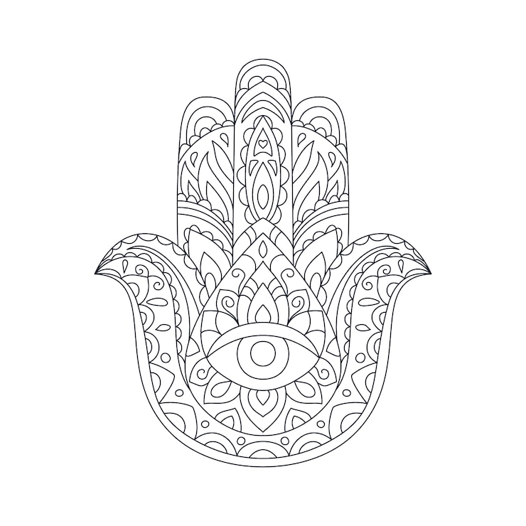 Vector Gratis ilustrasi tangan fatima digambar tangan