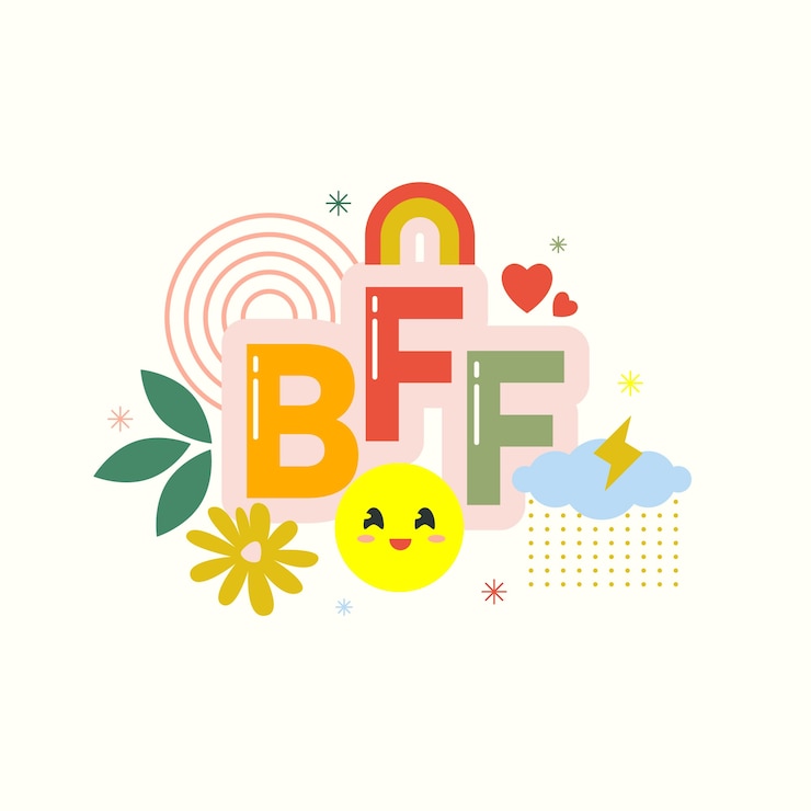 Vector Gratis ilustrasi teks bff digambar tangan