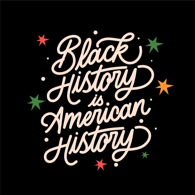 Vector Gratis ilustrasi teks bulan sejarah hitam datar