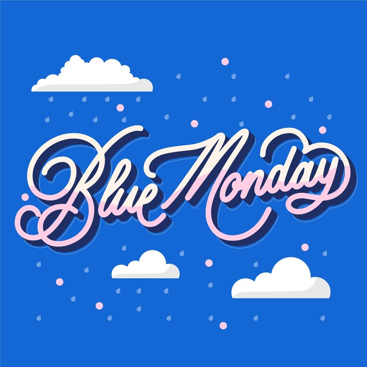 Vector Gratis ilustrasi teks flat blue monday
