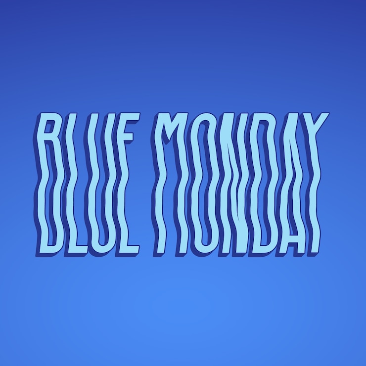 Vector Gratis ilustrasi teks monday biru gradien