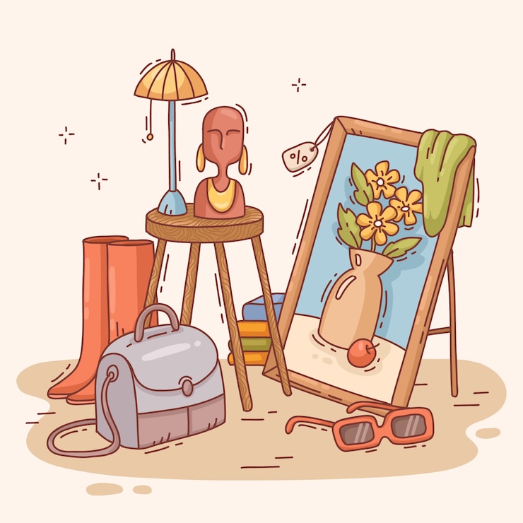 Vector Gratis ilustrasi toko barang bekas yang digambar tangan
