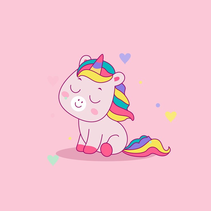 Ilustrasi unicorn kartun lucu