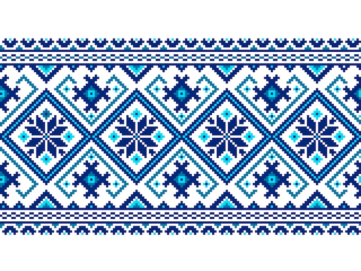 Vector Gratis ilustrasi vektor dari ornamen pola tanpa batas rakyat ukraina. ornamen etnik. elemen batas. pola bordir rajutan seni rakyat tradisional ukraina, belarusia - vyshyvanka