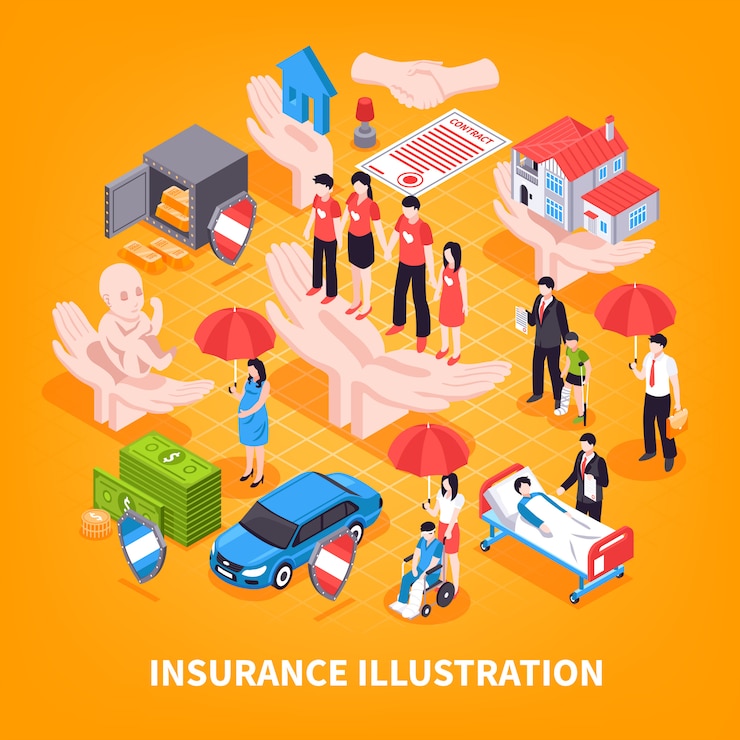 Vector Gratis ilustrasi vektor isometrik asuransi