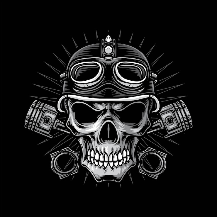 Vector Gratis ilustrasi vektor kepala biker tengkorak jpg