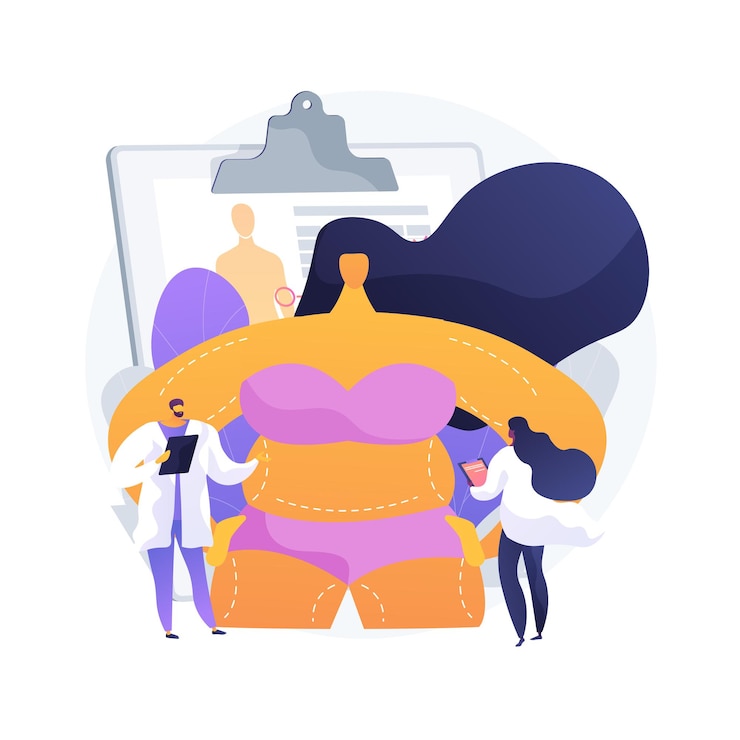 Vector Gratis ilustrasi vektor konsep abstrak pembentukan tubuh. koreksi tubuh plastik non bedah, teknologi pembentukan, pengurangan, layanan perawatan estetika, metafora abstrak prosedur non invasif.