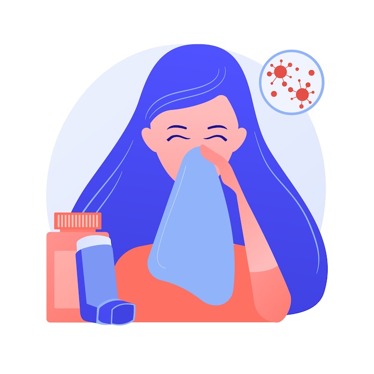 Vector Gratis ilustrasi vektor konsep abstrak penyakit alergi. alergi atopik, reaksi parah, terapi antihistamin, pengobatan penyakit alergi, ruam kulit, metafora abstrak klinik dermatologi.