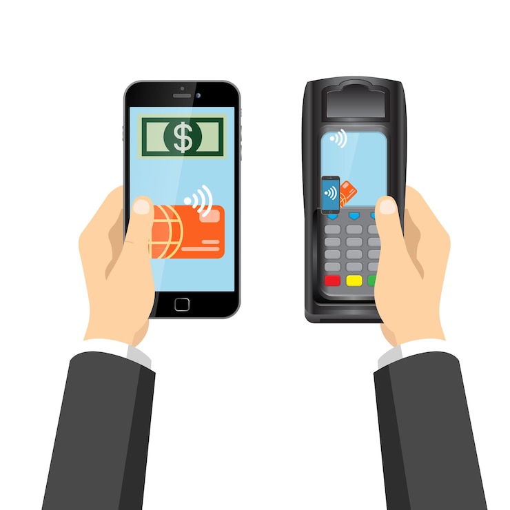 Vector Gratis ilustrasi vektor terminal pos kartu kredit pembayaran emv rfid tanpa kontak datar