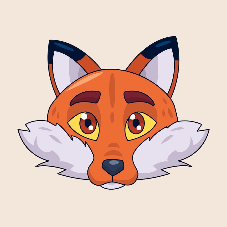Vector Gratis ilustrasi wajah rubah kartun digambar tangan