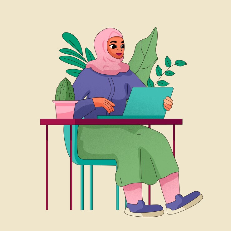 Vector Gratis ilustrasi wanita muslim berdaya yang digambar tangan