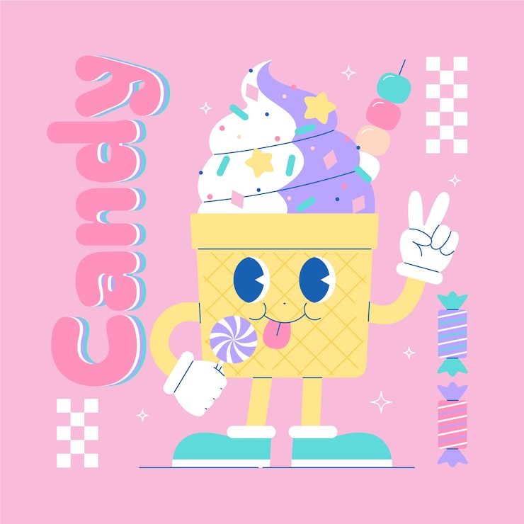 Vector Gratis ilustrasi warna pastel permen yang digambar tangan