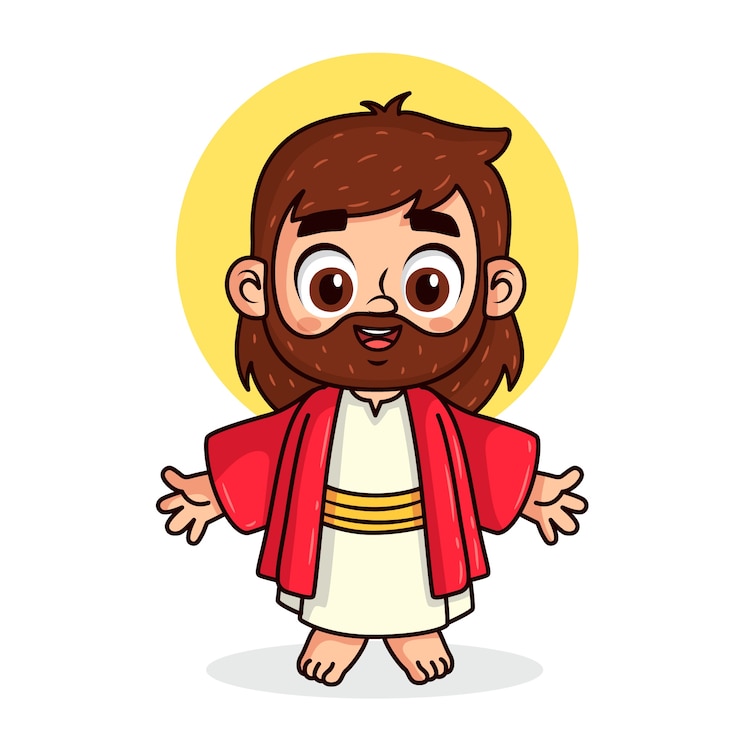 Vector Gratis ilustrasi yesus kawaii digambar tangan
