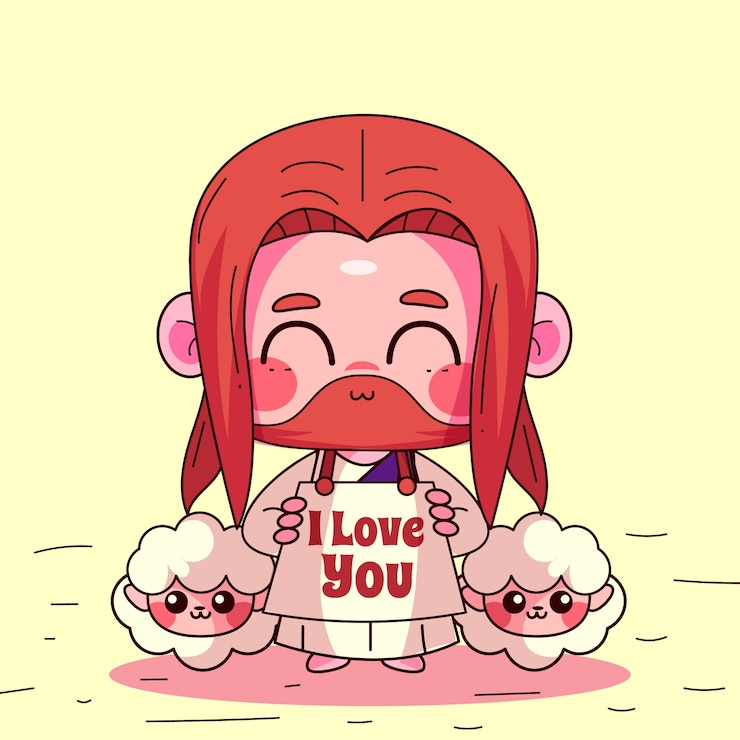 Vector Gratis ilustrasi yesus kawaii digambar tangan