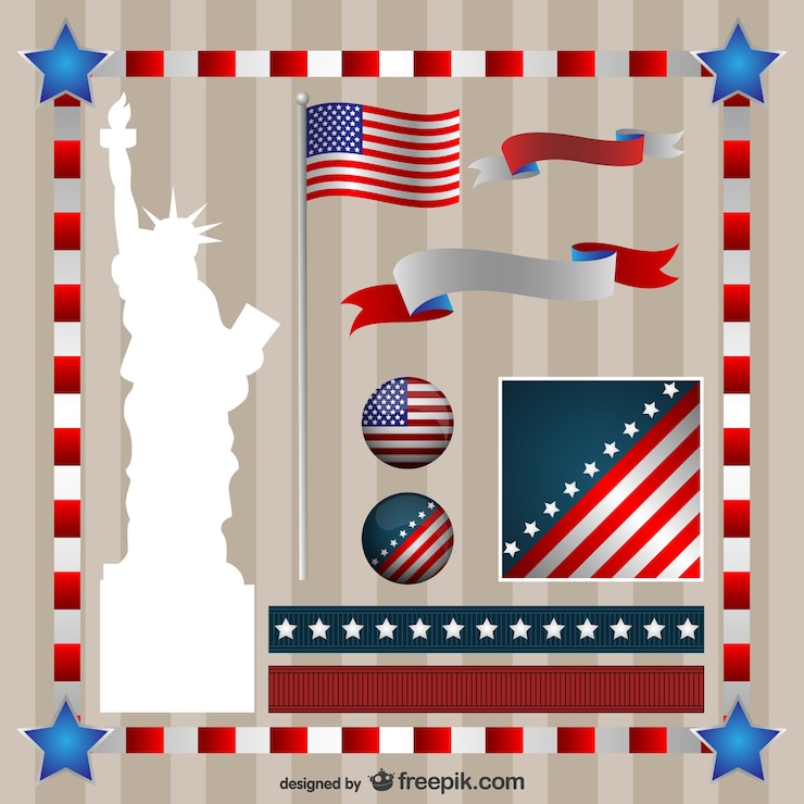 Vector Gratis independence day american elements