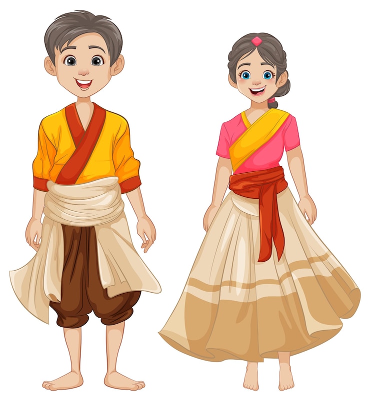 Vector Gratis indian couple in traditional dress illustration