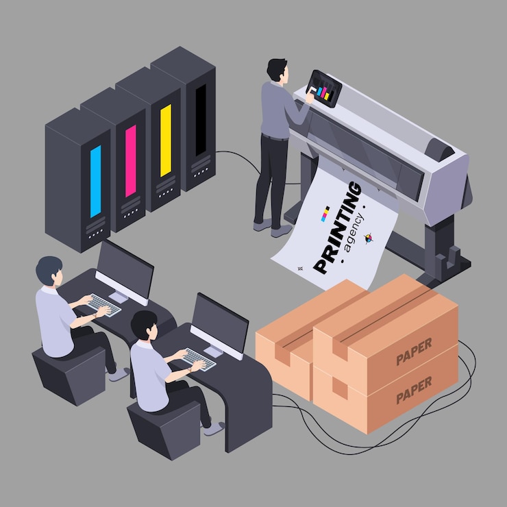 Vector Gratis industri percetakan isometrik