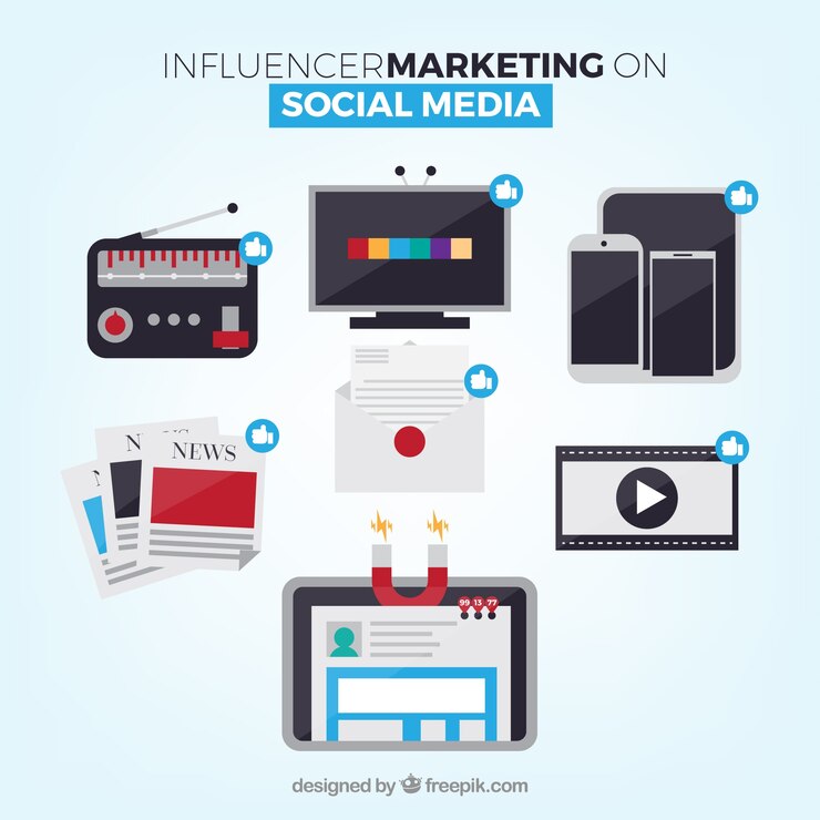 Vector Gratis influence marketing on social media design
