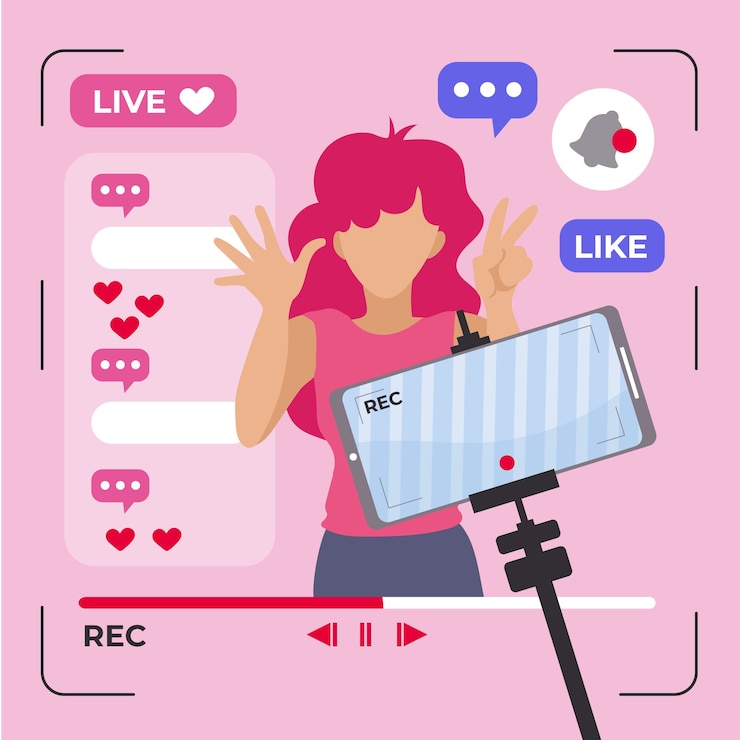 Vector Gratis influencer merekam video baru