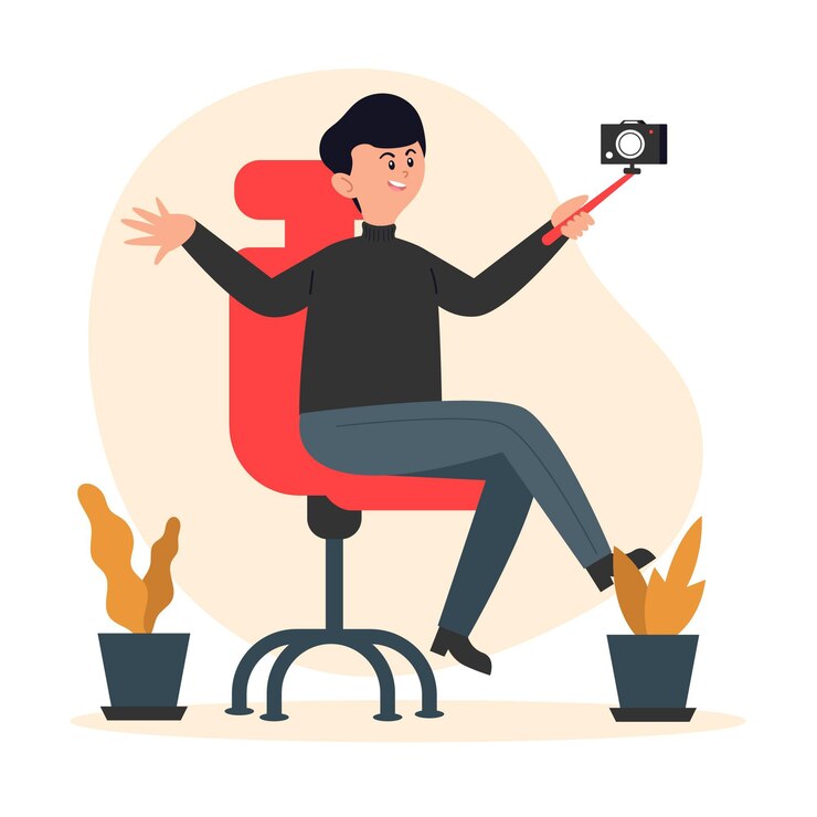 Vector Gratis influencer merekam video baru