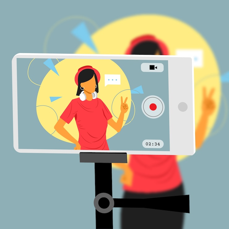 Vector Gratis influencer merekam video baru