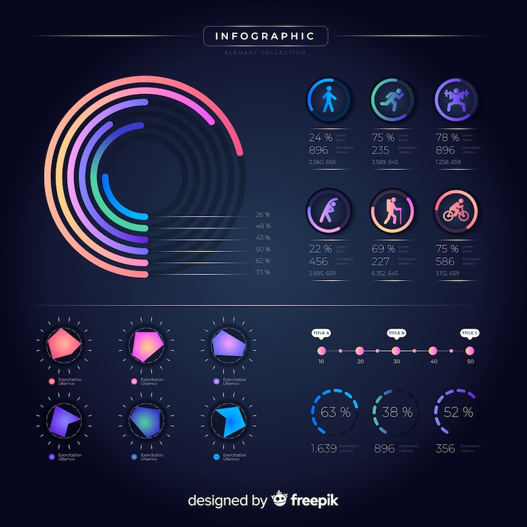 Vector Gratis infografis gradien datar dengan statistik
