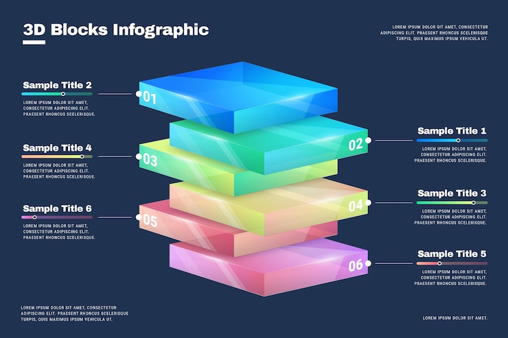 Vector Gratis infografis lapisan blok 3d