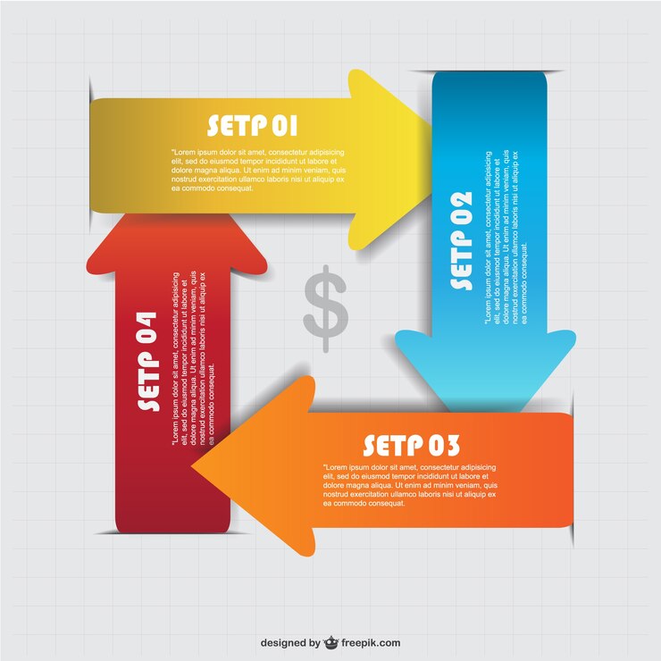 Vector Gratis infografis panah berwarna-warni