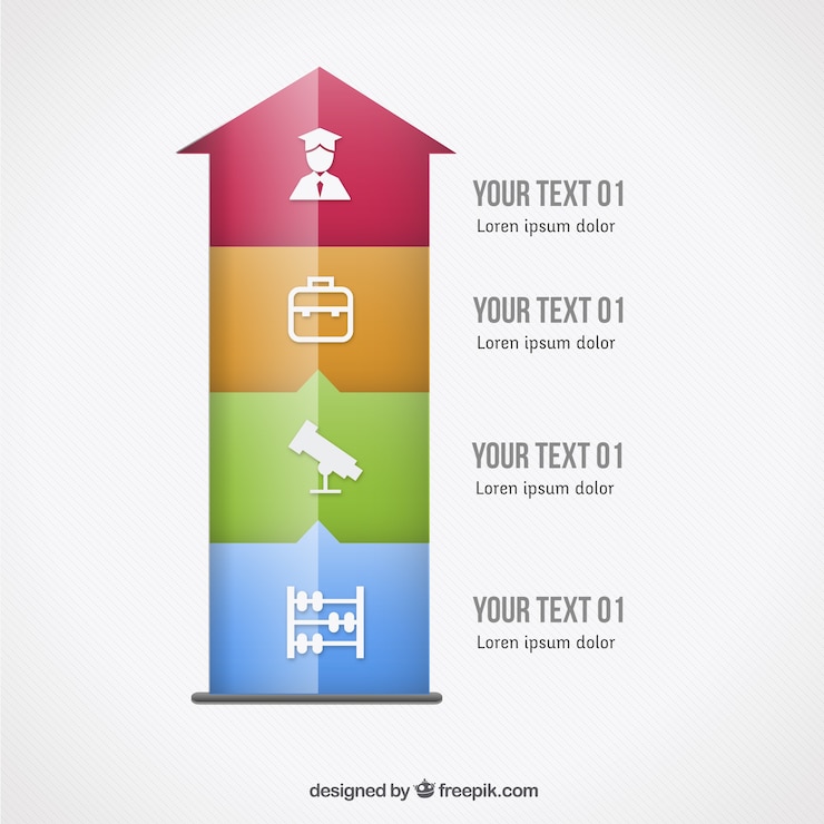 Vector Gratis infografis panah berwarna-warni