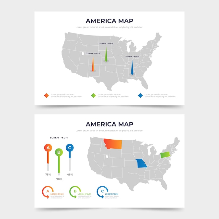 Vector Gratis infografis peta amerika gradien