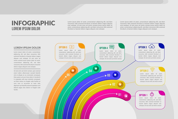 Vector Gratis infografis radial realistis