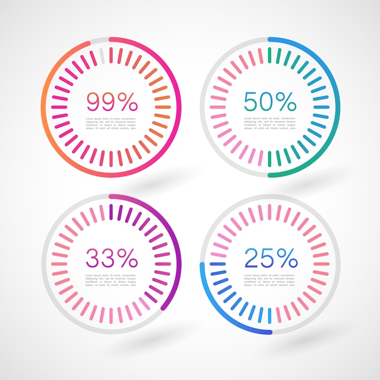 Vector Gratis infographic circles with percentages
