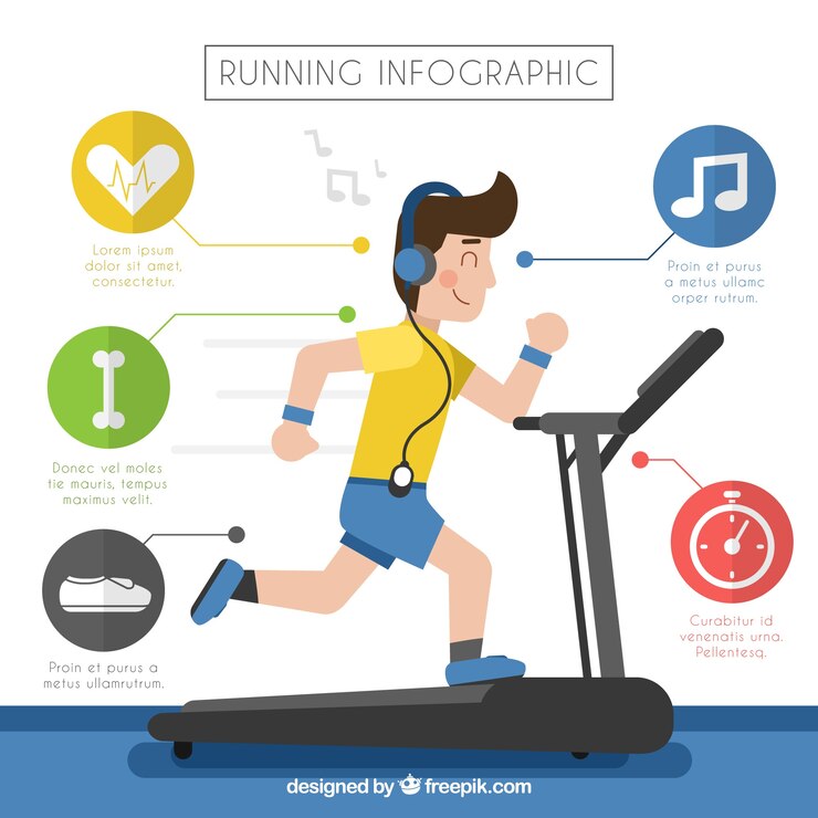 Vector Gratis infographic of boy running on a treadmill