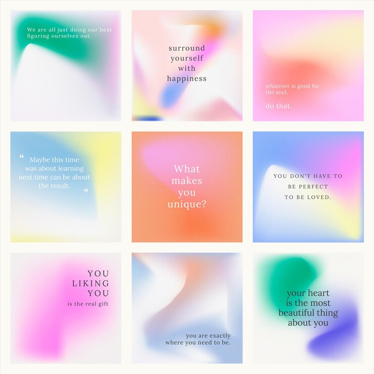 Vector Gratis instagram post  set colorful gradient background