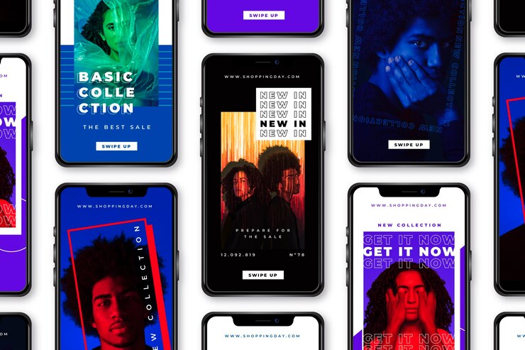 Vector Gratis instagram stories in bold colors