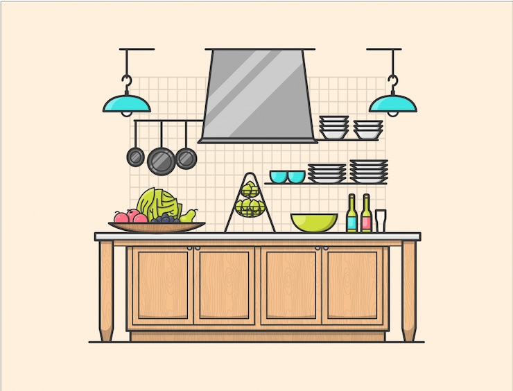Vector Gratis interior dapur rustic